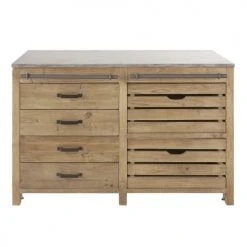 Maisons Du Monde Meubles Bas Meuble Bas De Cuisine 6 Tiroirs En Pin Recyclé Effet Vieilli