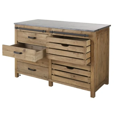 Maisons Du Monde Meubles Bas Meuble Bas De Cuisine 6 Tiroirs En Pin Recyclé Effet Vieilli 4 Maisons Du Monde Meubles Bas Meuble Bas De Cuisine 6 Tiroirs En Pin Recyclé Effet Vieilli – Image 2